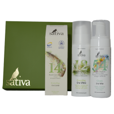 Набор косметики С ЗАБОТОЙ И ЛЮБОВЬЮ (Крем для тела+Крем для рук+Пенка очищающая) Sativa 