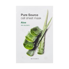 Маска для лица на тканевой основе MISSHA Pure Source Cell Sheet Mask (Aloe), 3уп