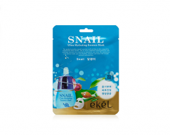 Тканевая маска для лица SNAIL с фильтратом муцина улитки питательная EKEL