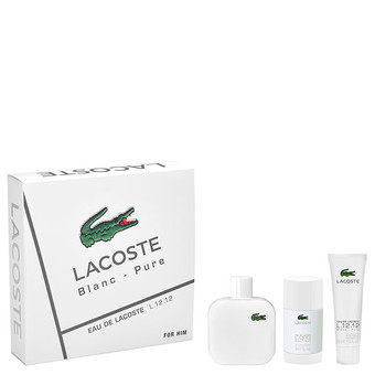 Парфюмерно-косметический набор EAU DE LACOSTE L.12.12. BLANC - PURE POUR HOMME (Туалетная вода 100мл + дезодорант стик 75мл + гель для душа 50мл)