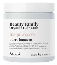 Маска восстанавливающая для сухих и поврежденных волос Мак и Кокос Beauty Family Organic Hair Care MAQUI&COCCO BURRO IMPACCO/RESTORING MASK, 250 мл NOOK 