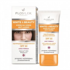 Крем дневной антивозрастной для защиты от изменения тона кожи FlPharma White&Beauty day cream ANTI-AGING AGAINST discolorations SPF 50, 30 мл Floslek 