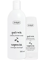 Крем-мыло для душа "Козье молоко" Goat's milk, 500мл + Крем для рук для сухой и нормальной и склонной к морщинам коже "Козье молоко" Goat's milk, 80мл*(в подарок) Ziaja