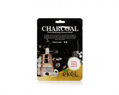 Тканевая маска для лица CHARCOAL с древесным углем очищающая EKEL 