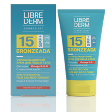 Солнцезащитный крем для лица и тела с Омега 3-6-9 и термальной водой SPF 15 LIBREDERM BRONZEADA