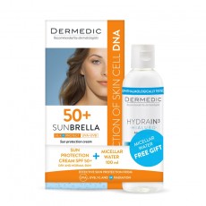 Солнцезащитный крем SPF50+ для комбинированной и жирной кожа, 50г + подарок HYDRAIN3 миц вода 100мл Dermedic SUNBRELLA 