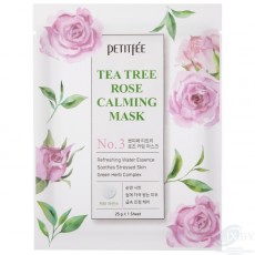 Тканевая маска для лица, успокаивающая кожу, с Чайным деревом и Розой Petitfee Tea Tree Rose Calming Mask (3шт) 