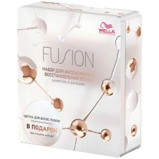 Набор Fusion для интенсивного восстановления поврежденных волос - шампунь+бальзам + щетка для волос WELLA 