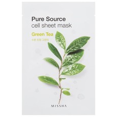 Маска для лица на тканевой основе MISSHA Pure Source Cell Sheet Mask (Green Tea), 3уп