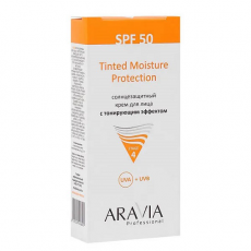 Солнцезащитный крем для лица с тонирующим эффектом Tinted Moisture Protection SPF 50, 50 мл ARAVIA Professional 