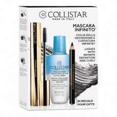 Набор косметический (Тушь для ресниц объёмная, высокая точность Mascara Infinito/High Precision Volume Curl Definition 11мл, тон 01 + Карандаш для век профессиональный Professional Eye Pencil, тон 1+Двухфазная жидкость для снятия макияжа с глаз и губ Gentle Two-Phase Make-up Remover 50мл) COLLISTAR 