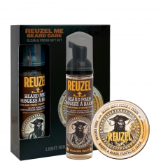 Набор для бороды Reuzel Routine Clean & Fresh: несмываемая пена и бальзам для бороды