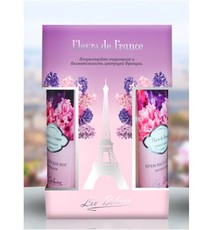 Подарочный набор косметических средств Fleurs de France "Роскошь гиацинта", 350г (Крем для рук антивозрастной Роскошь гиацинта, 75г; Питательное крем - масло для ног Роскошь гиацинта, 75г; Спрей - мист для тела Роскошь гиацинта, 200мл) Liv Delano