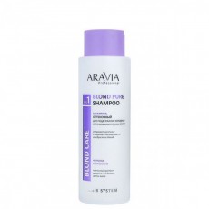 Шампунь оттеночный для поддержания холодных оттенков осветленных волос Blond Pure Shampoo, 400мл ARAVIA Professional 