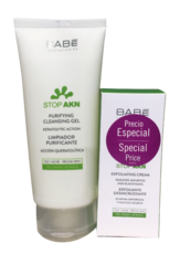 Набор Очищающий гель 200мл + Крем отшелушивающий 50мл (скидка 50% на крем) STOP AKN PURIFYING GEL +STOP AKN EXFOLIATING CREAM LABORATORIOS BABE