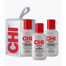 Набор косметики для волос CHI Infra Essential Treat Kit: ВЫГОДНО Шампунь 59 мл + Кондиционер 59мл + Шелк Silk Infusion 59мл 