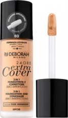Тональная основа 2 in 1 FOUNDATION AND CONCEALER 24ORE EXTRA COVER тон 03, 30 мл Deborah Milano 