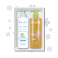 Подарочный набор Evoluderm (Гель для душа Protective Shower Gel , 500 мл + Защитный лосьон для тела с миндальным молочком и маслом Ши, 500мл)