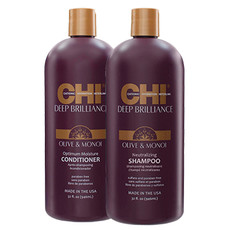 Набор CHI Deep Brilliance Olive & Monoi (Шампунь для поврежденных волос 946 мл + Кондиционер для поврежденных волос 946 мл) (без коробки) 