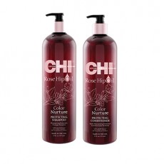 Набор CHI Rose Hip Oil Color Nurture Protecting (CHIRHS25 Шампунь для защиты окрашенных волос с маслом шипо 739 мл+ CHIRHC25 Кондиционер для защиты окрашенных волос с мас 739 мл) (без коробки) 