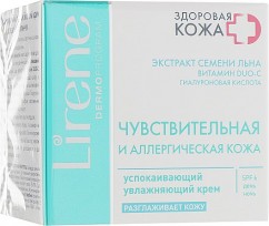 Успокаивающий увлажняющий крем SPF 6 Чувствительная и аллергическая кожа, 50мл Lirene Здоровая кожа+ 